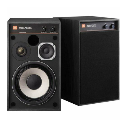 JBL 4312M II Black Speaker System Audio 3 Way Bookshelf - A JBL speaker system with a black finish, 3-way audio, and bookshelf design.