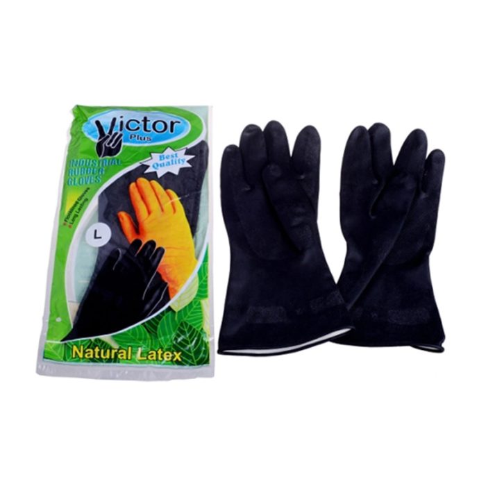 A Pair Of Gloves Made From Natural Latex Material In A Vibrant Orange And Black Color Combination.