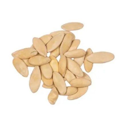 The seeds are flat, oval-shaped, and have a light beige or tan color.