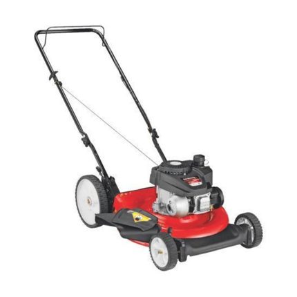 Red Petrol Lawn Mower" - This is a gasoline-powered lawn mower featuring a vibrant red color.