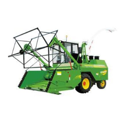 elf-Propelled Forage Harvester Machine, a powerful agricultural equipment designed for harvesting forage crops. The machine is equipped with its own engine and drivetrain, allowing it to move independently through the fields.