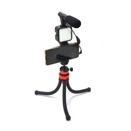Vlogging Kit For Video Making With Mic Mini Tripod: A vlogging kit that includes a microphone and mini tripod for video-making.