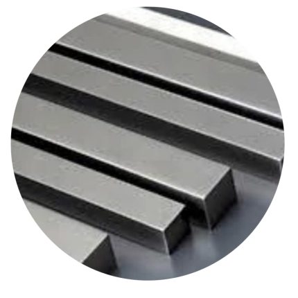 A strong and versatile metal bar with a square cross-section made of iron or steel, suitable for structural support, fabrication, and engineering applications.