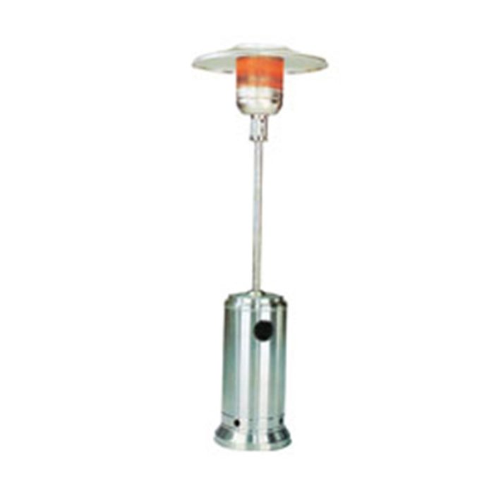 Silver Patio Heaters - Image Of A Silver-Colored Patio Heater For Outdoor Use.