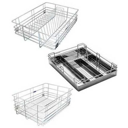 Silver Stainless Steel Wire Modular Kitchen Basket For Home