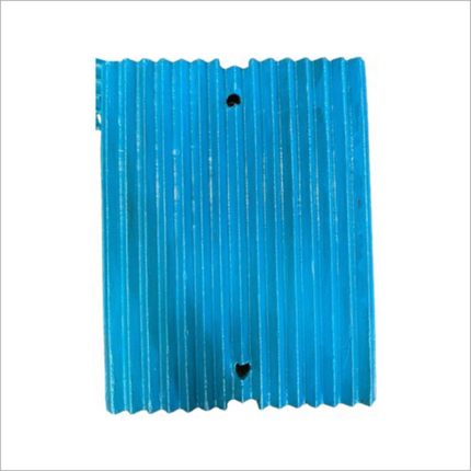 SS Blue Jaw Plate - A stainless steel jaw plate with a blue coating used in crushers for mining and quarrying applications.