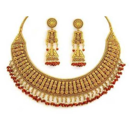 Golden Shining Gold Plated Imitation Jewellery Necklace Set